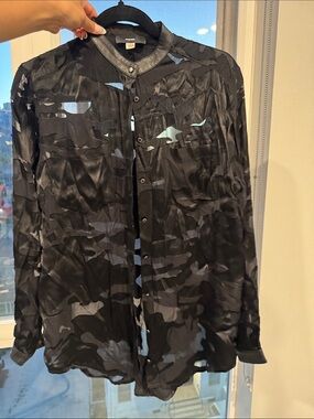 Diesel Black Jacket with Leather-Trim Collar
